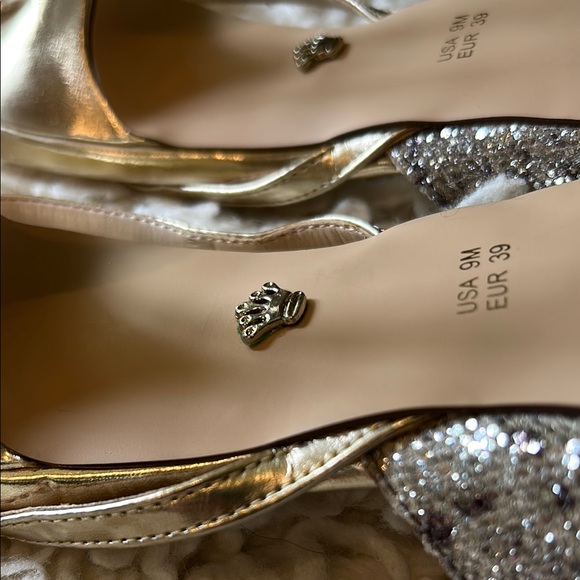 Nina Gold Heels Sparkly Kitten Slingbacks - Picture 5 of 12